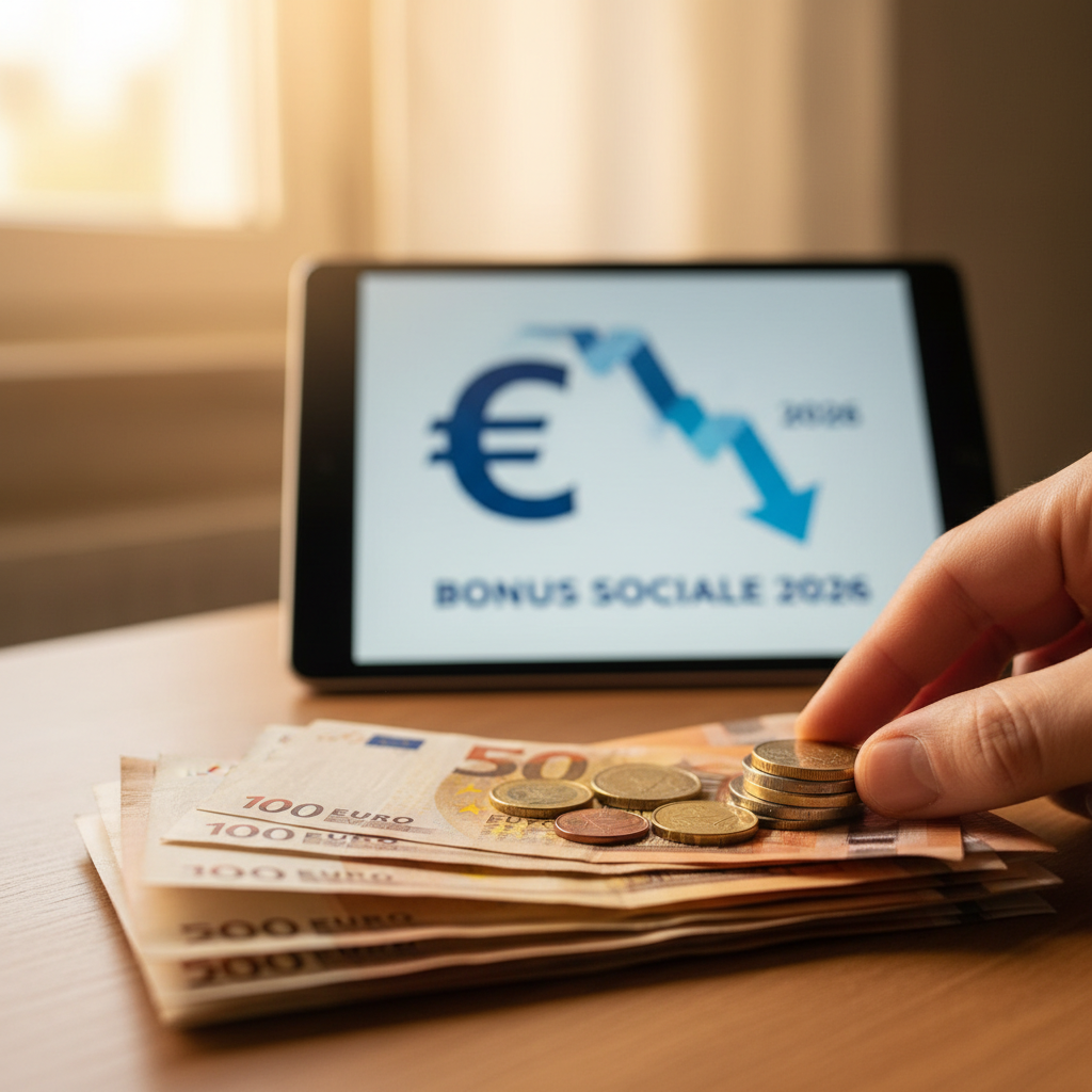 Famiglia sorridente che controlla una bolletta della luce