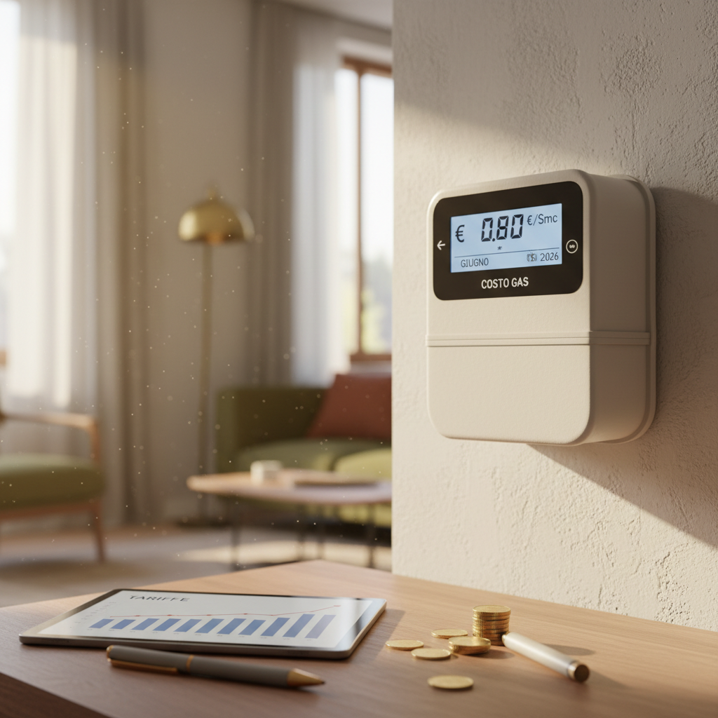 Contatore gas metano che mostra il consumo