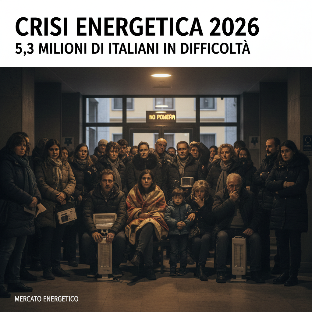 Grafico che mostra l'aumento dei costi energetici e le difficoltà delle famiglie italiane