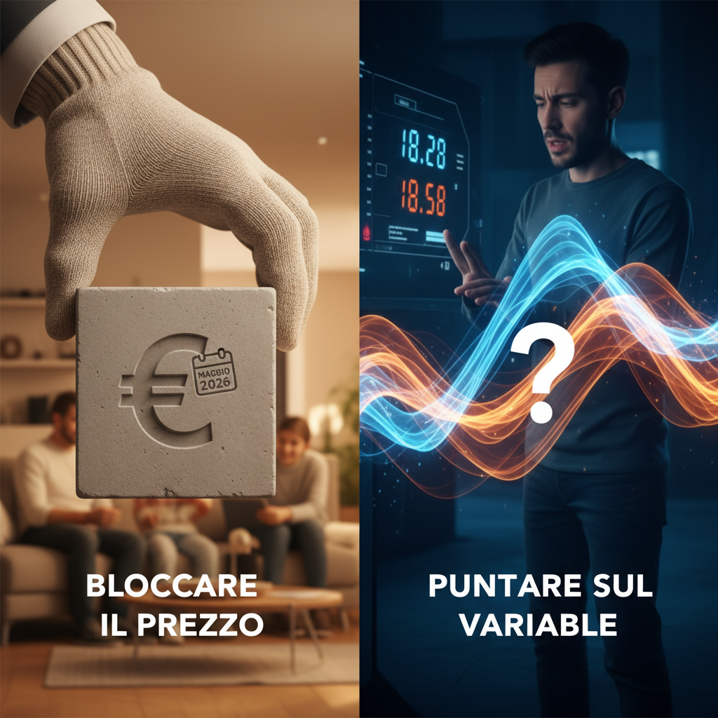 Famiglia sul divano che analizza le bollette di luce e gas
