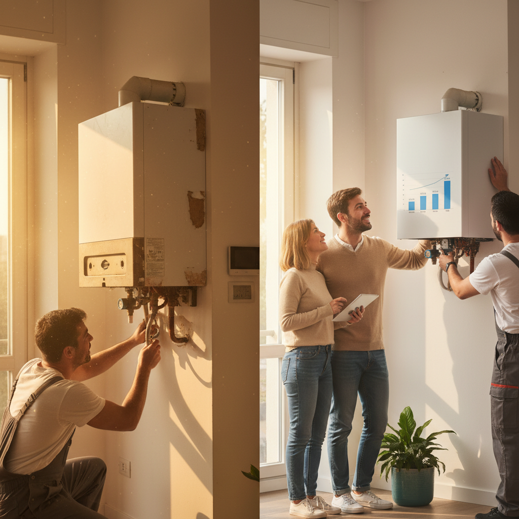 Famiglia sorridente in una casa calda grazie alla pompa di calore